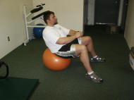 ball abdominal crunch and strengthening to prevent low back pain